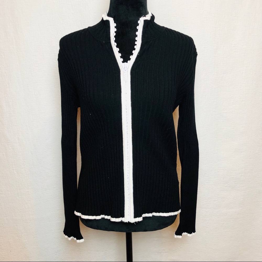 Belldini Embellished Front Zip Sweater